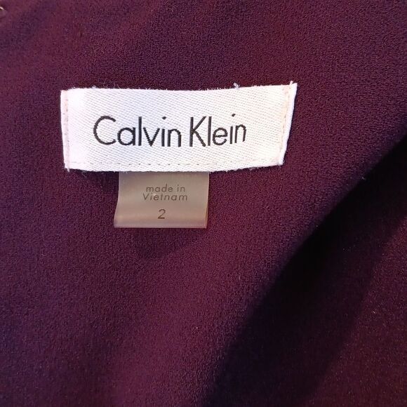 Calvin Klein Illusion Trim Fit and Flare Cabernet Sleeveless Dress - Picture 5 of 10